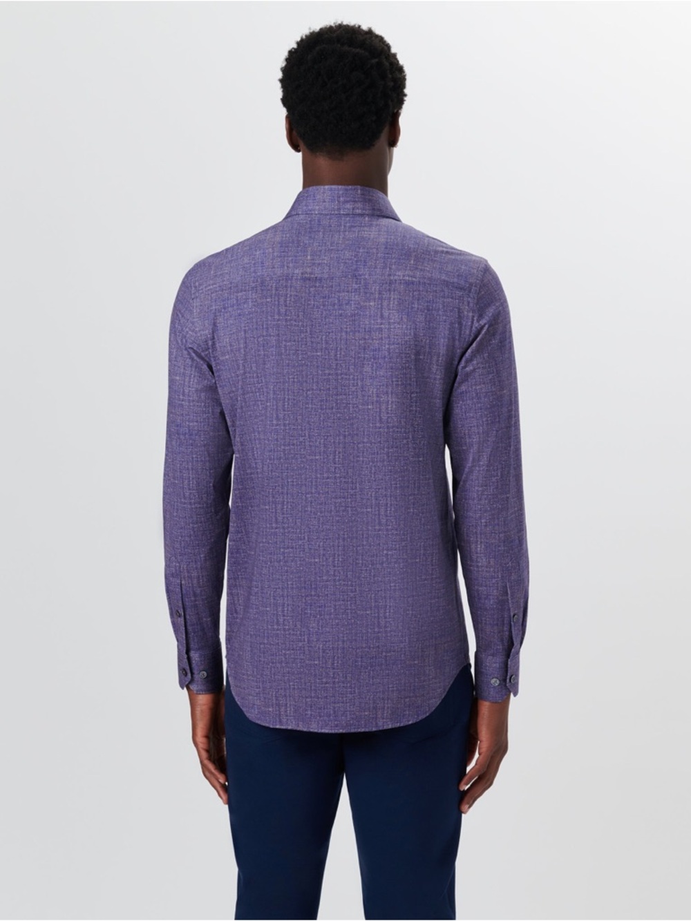 Bugatchi Men’s James Chambray OoohCotton Shirt Mocha XXL Heather Purple NWT - Picture 3 of 16